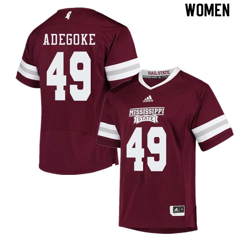 Women #49 Stephen Adegoke Mississippi State Bulldogs College Football Jerseys Sale-Maroon